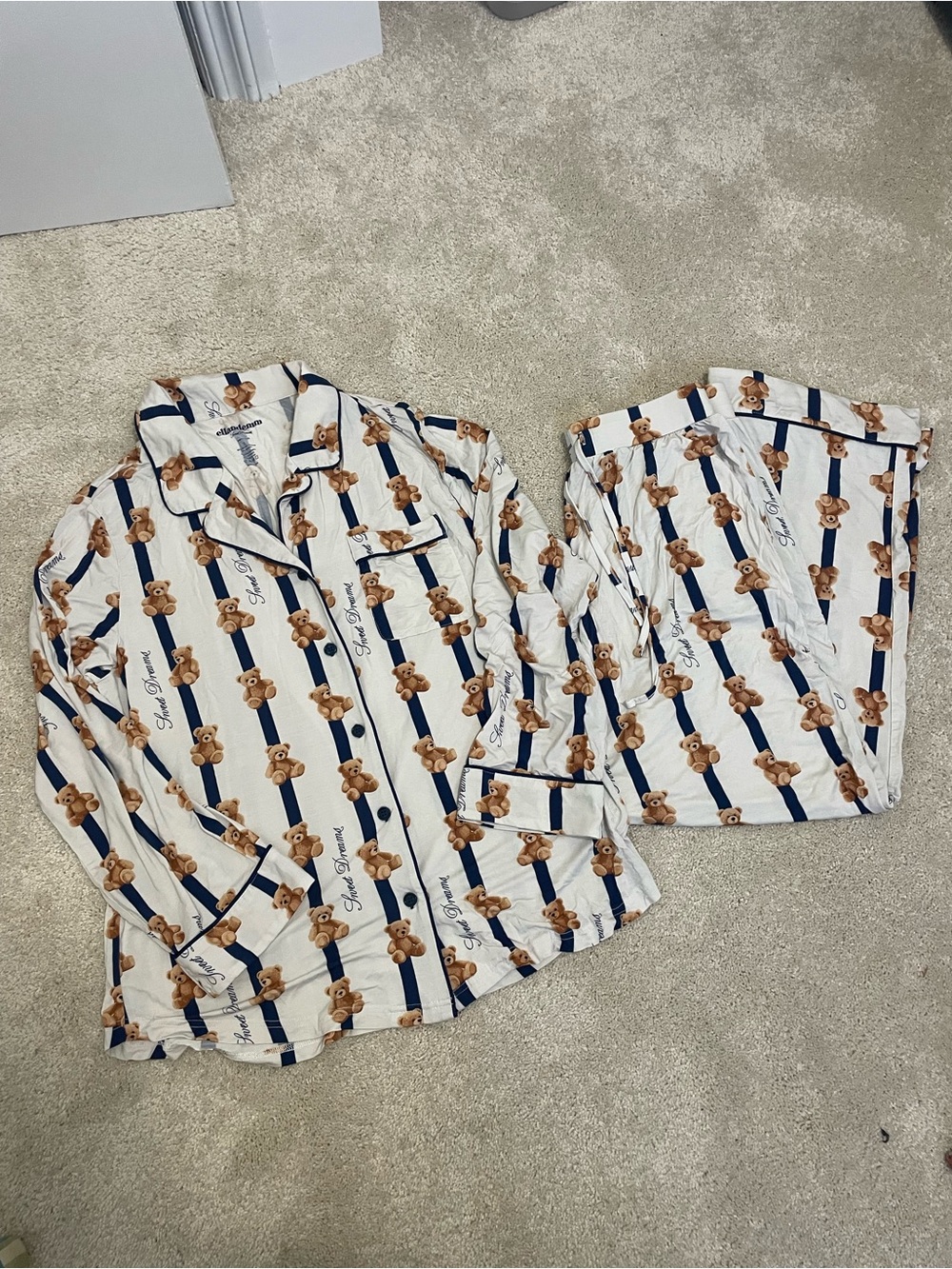 Ellandemm Teddy Bear Striped PJs Set